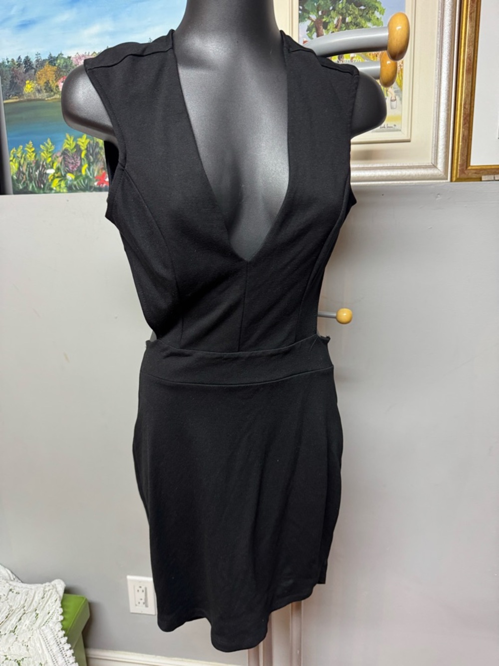 Charlotte Russe Black Deep V-Neck Mini Dress with open back .SUPER CUTE !